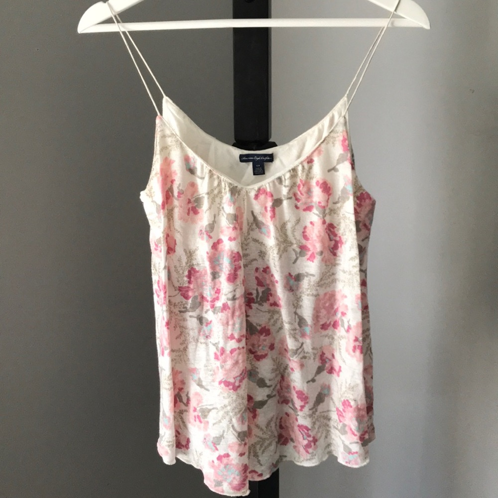 Cream Tank w/ Pastel Floral Print